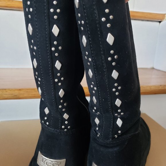 Rare western style UGG Joplin Studded Tall Black Boots Suede - Picture 4 of 14